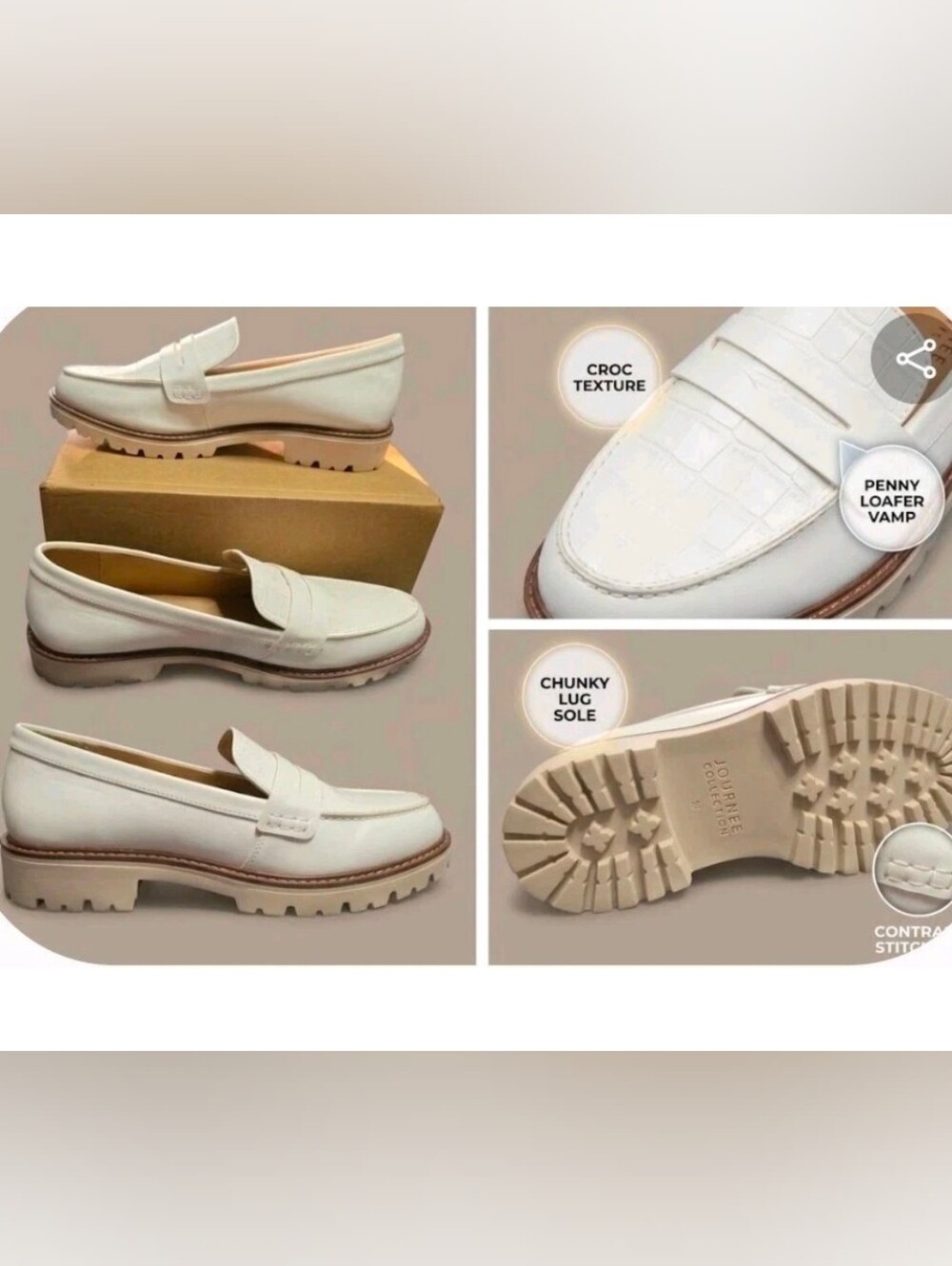 Women's Journee Collection White Penny Loafers Size 12 NIB